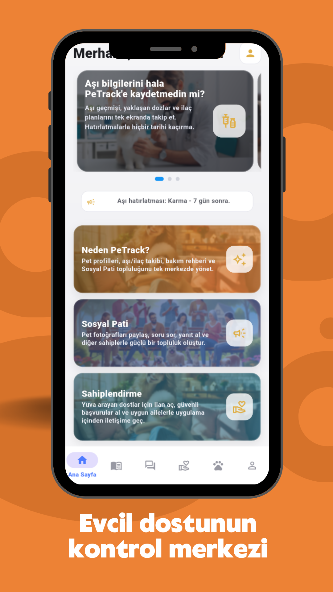 PeTrack Ana Sayfa ekranı