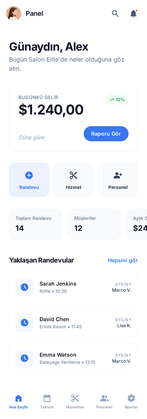 Trimor işletme paneli